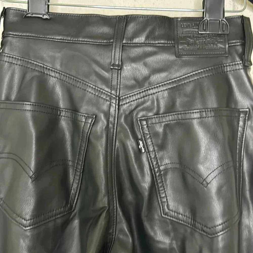 Levi's 70's Flare Faux Leather Pant Leather Night size 25 NWOT - Picture 5 of 14